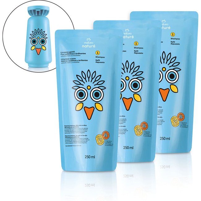 Kit Refil Shampoo para Cabelos Lisos e Ondulados Naturé (3 unidades)
