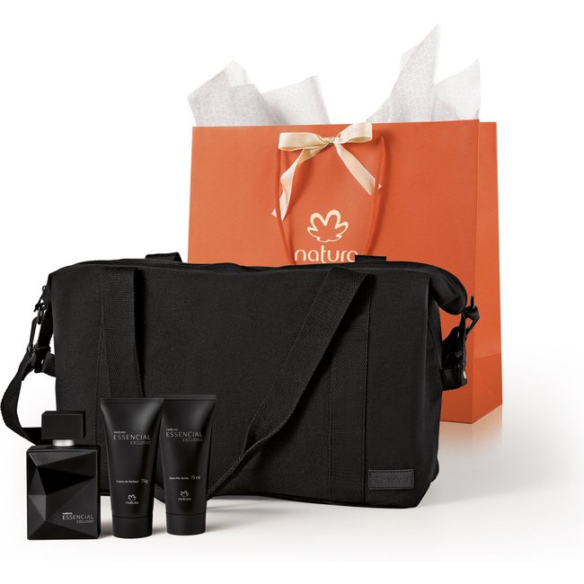 Presente Natura Essencial Exclusivo Masculino Completo com Mala de Mão (4 produtos)