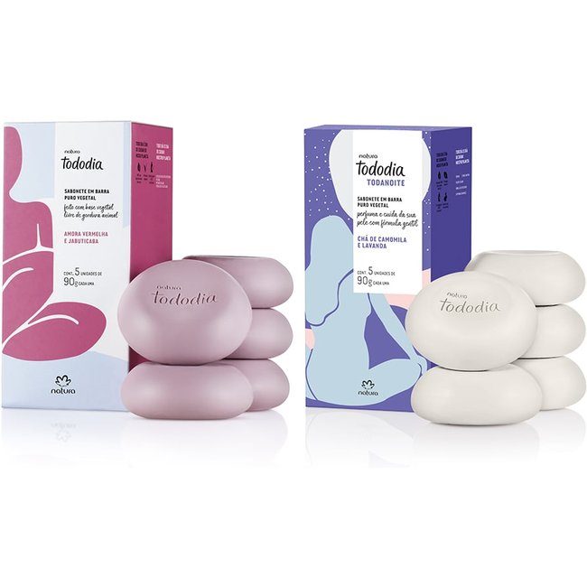 Kit Sabonete em Barra Tododia Amora Vermelha e Jabuticaba e Tododia Chá de Camomila e Lavanda (2 caixas)