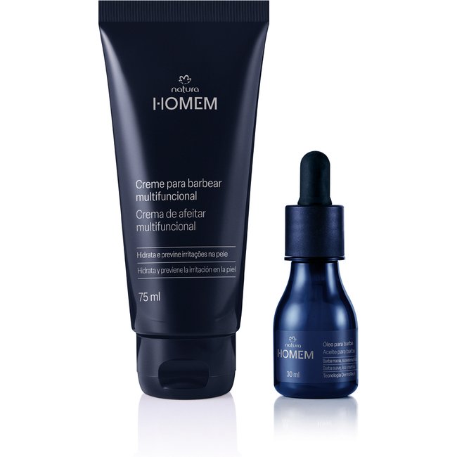 Kit Creme para Barbear e Óleo para Barba Natura Homem (2 produtos)