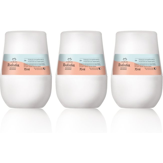 Kit Desodorante Antitranspirante Roll-on Tododia Macadâmia (3 unidades)