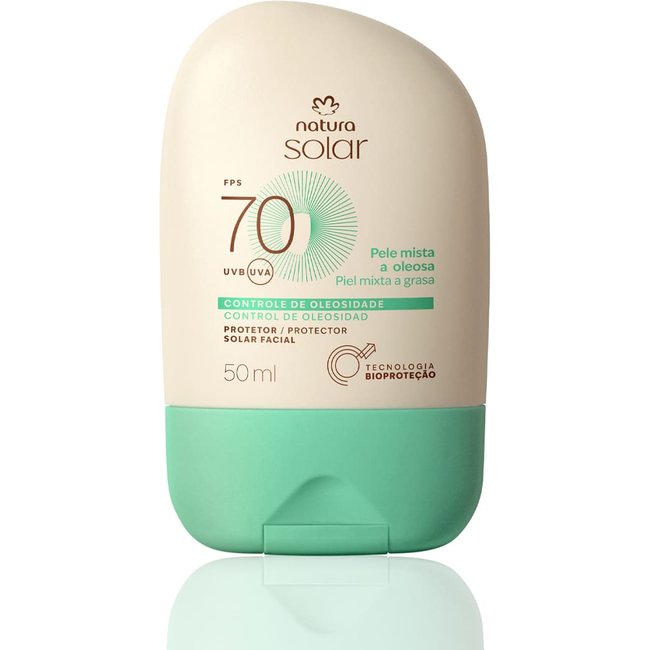 Protetor Solar Facial Pele Mista a Oleosa FPS 70 Natura Solar 50 ml