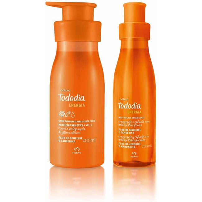 Kit Creme Nutritivo com Body Splash Tododia Energia Flor de Gengibre e Tangerina