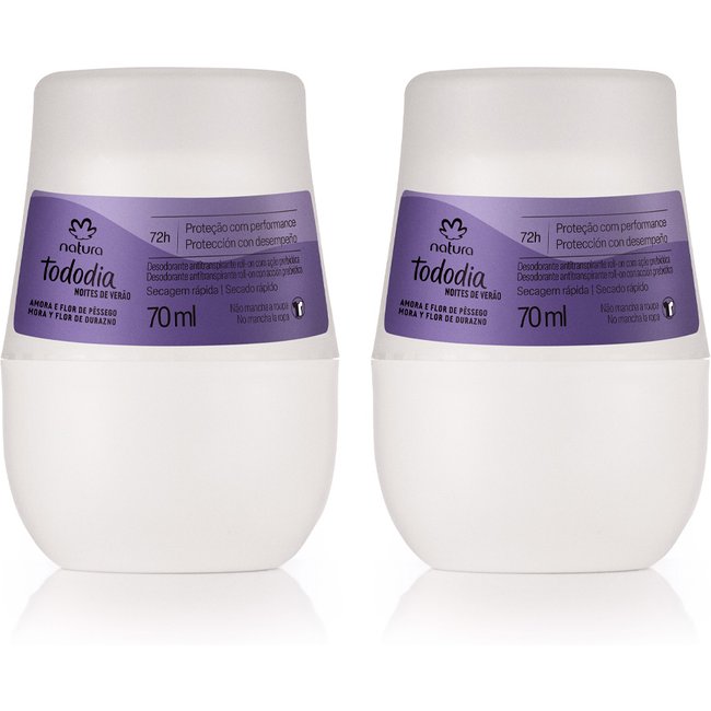 Kit Desodorante Antitranspirante Roll-on Tododia Amora e Flor de Pêssego 2 un de 70 ml