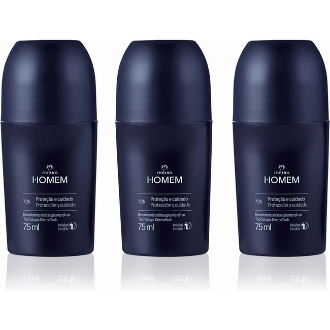 Kit Desodorante Antitranspirante Roll-On Natura Homem Clássico (3 unidades)