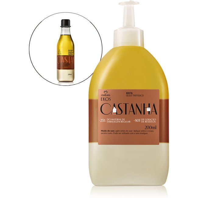 Refil Óleo Trifásico Desodorante Corporal Ekos Castanha 200 ml
