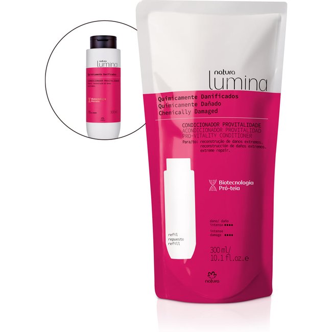 Refil Condicionador Provitalidade para Cabelos Quimicamente Danificados Lumina 300 ml