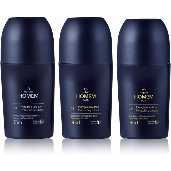 Kit Desodorantes Antitranspirantes Roll-On Natura Homem (3 produtos)