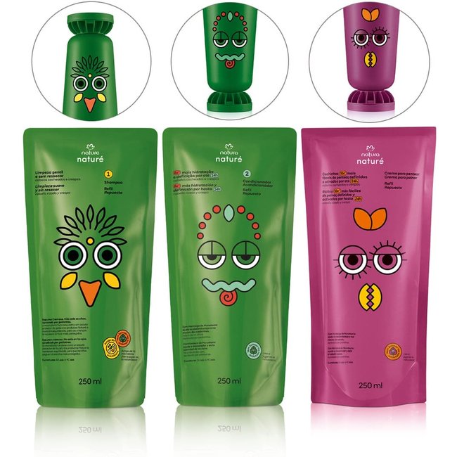 Kit Naturé Refis Cabelos Cacheados e Crespos 3 un de 250 ml