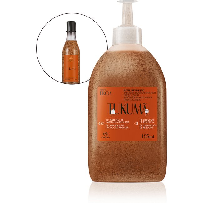 Refil Sabonete Líquido Esfoliante Corporal Ekos Tukumã 185 ml