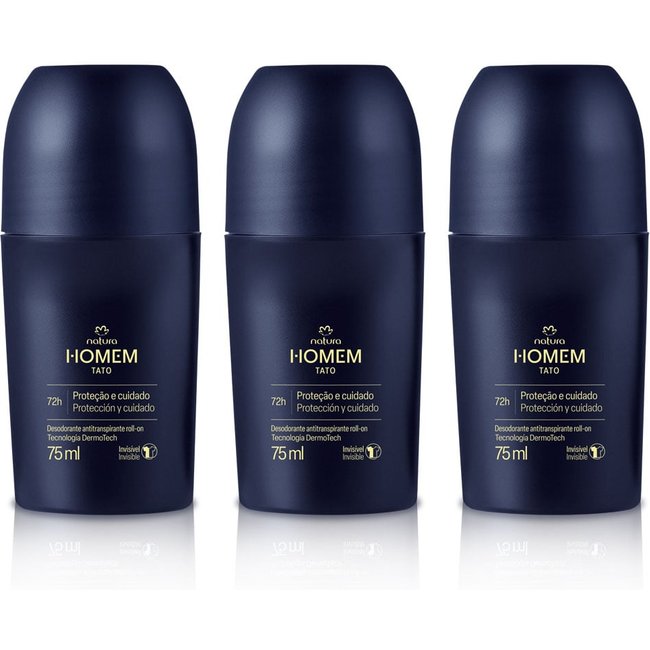 Kit Desodorante Antitranspirante Roll-On Natura Homem Tato (3 unidades)
