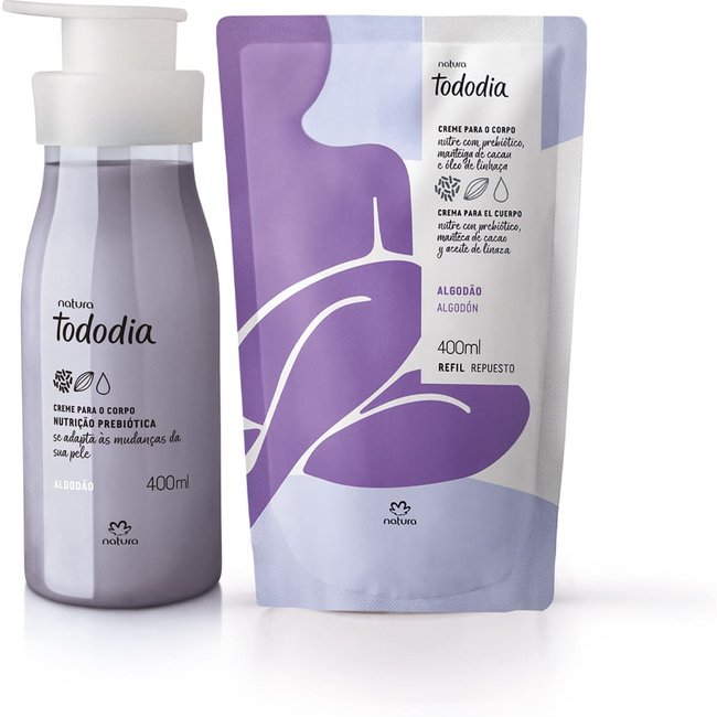 Kit Creme Desodorante Nutritivo para o Corpo Tododia Algodão com Refil