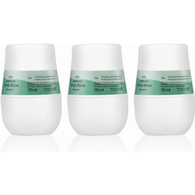 Kit Desodorante Antitranspirante Roll-on Erva Doce (3 unidades)