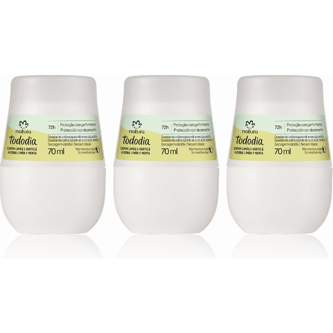 Kit Desodorante Antitranspirante Roll-on Tododia Capim Limão e Hortelã (3 unidades)