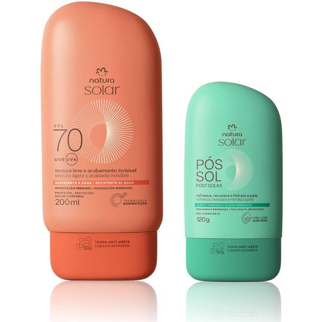Kit Protetor Solar Corporal FPS 70 e Gel Hidratante Pós-sol Natura Solar