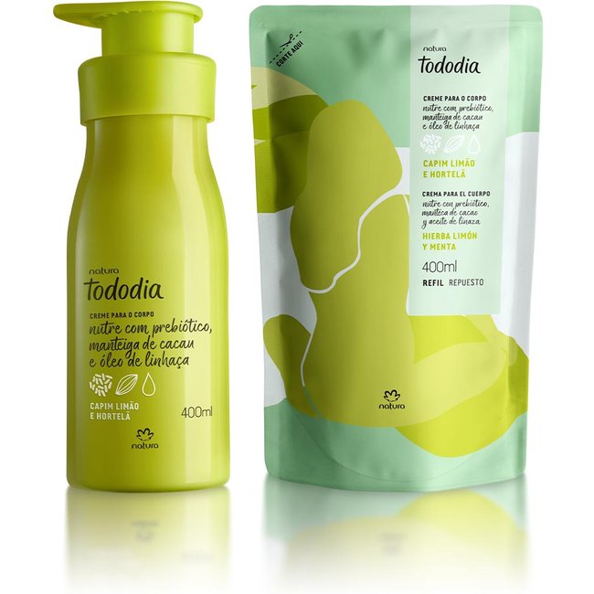 Kit Creme Nutritivo com Refil Tododia Capim Limão e Hortelã