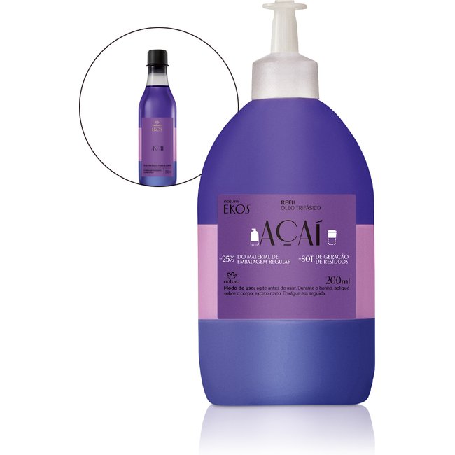 Refil Óleo Trifásico Desodorante Corporal Ekos Açaí 200 ml