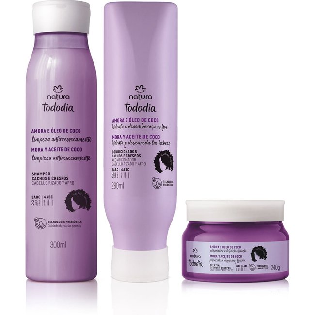 Kit Cachos e Crespos Tododia Amora e Óleo de Coco (3 produtos)