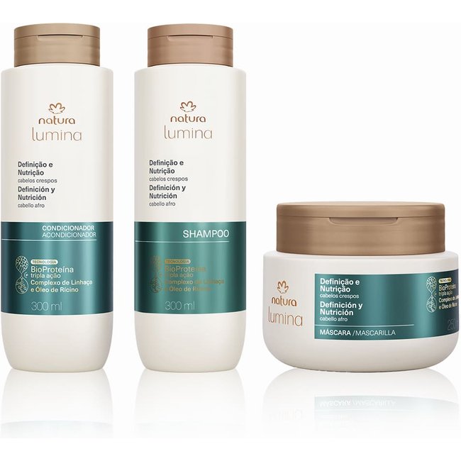 Kit Lumina Cabelos Crespos Shampoo, Condicionador e Máscara (3 produtos)