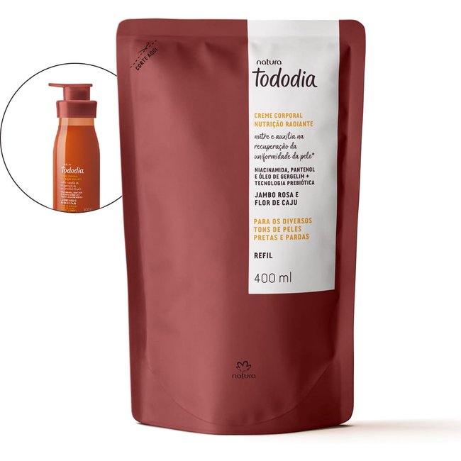 Refil Creme Corporal Nutrição Radiante Tododia Jambo Rosa e Flor de Caju 400 ml