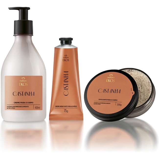 Kit Ekos Castanha Creme para o Corpo e Mãos e Esfoliante