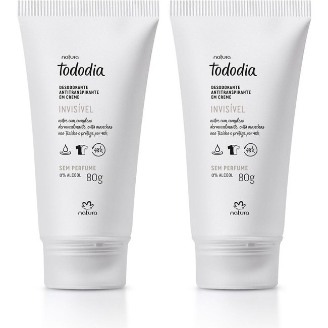 Kit Desodorante Antitranspirante em Creme Tododia Sem Perfume (2 unidades)