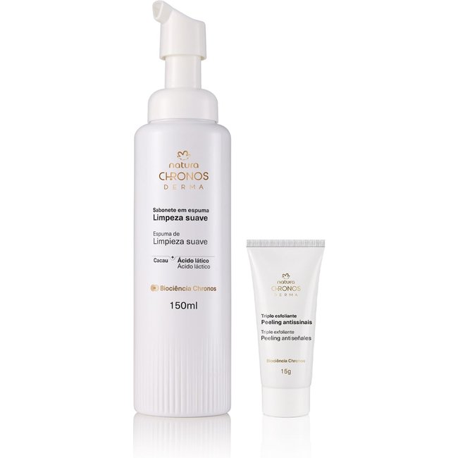 Kit Espuma de Limpeza e Triplo Esfoliante Peeling Antissinais Chronos Derma