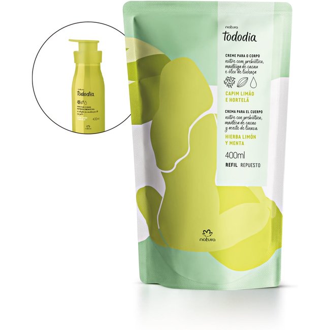 Refil Creme Desodorante Nutritivo Para o Corpo Tododia Capim Limão e Hortelã 400 ml