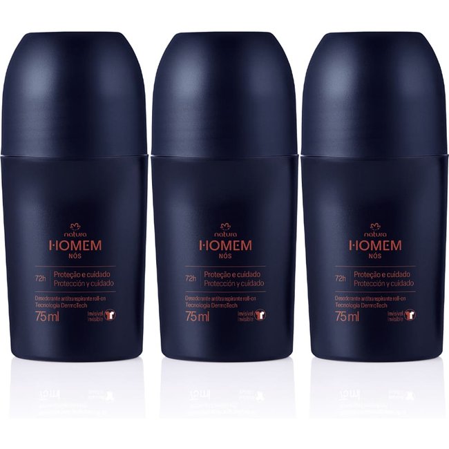Kit Desodorante Antitranspirante Roll-on Natura Homem Nós (3 unidades)