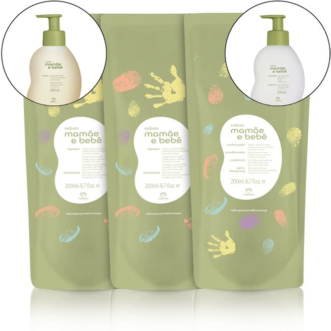 Kit Refis Shampoo e Condicionador Mamãe e Bebê (3 produtos)