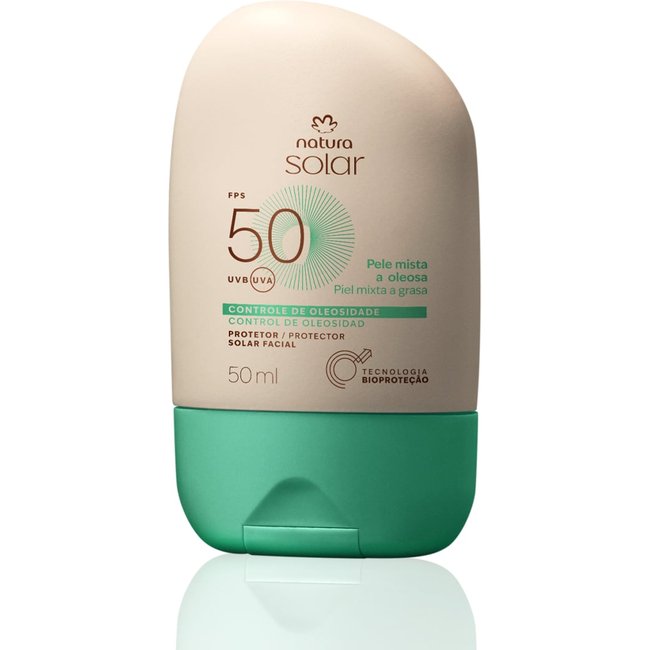 Protetor Solar Facial Pele Mista a Oleosa FPS 50 Natura Solar 50 ml