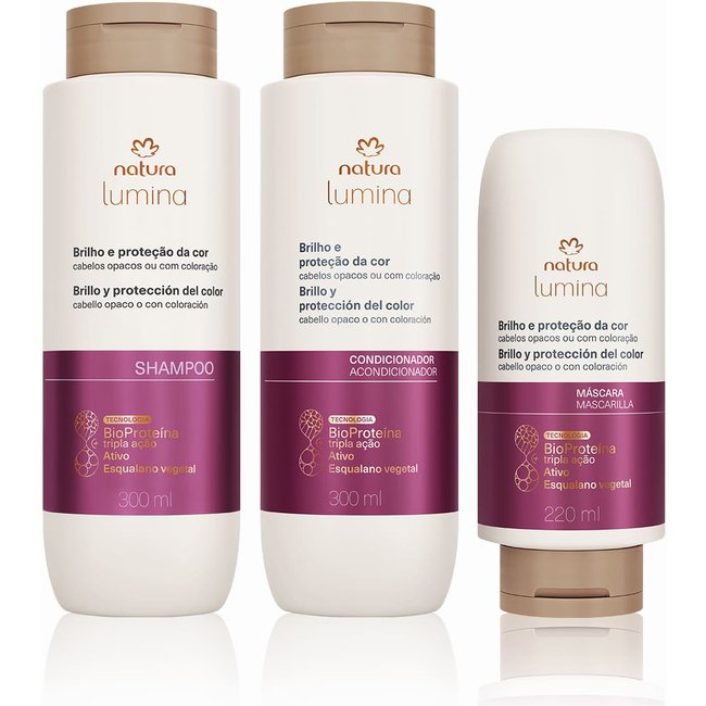 Kit Lumina Brilho e Proteção da Cor Shampoo, Condicionador e Máscara (3 produtos)