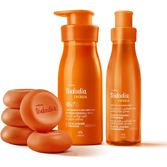 Kit Tododia Energia Flor de Gengibre e Tangerina com Sabonete, Hidratante e Body Splash (3 produtos)