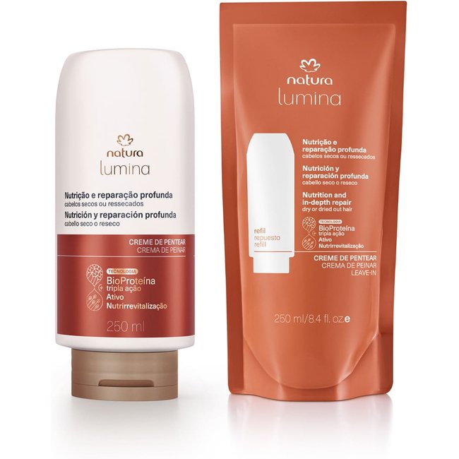 Kit Creme de Pentear Nutrição e Reparação Profunda Lumina com Refil 2 un de 250 ml