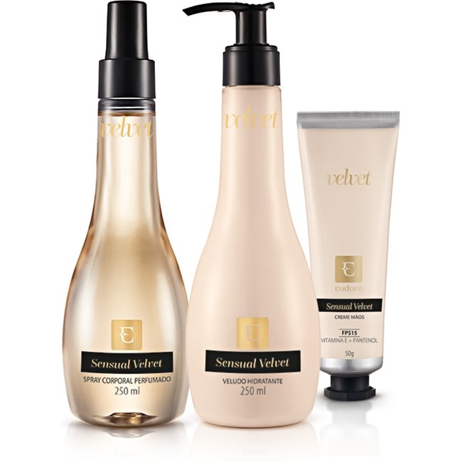Kit Sensual Velvet: Desodorante Colônia + Loção Desodorante Hidratante + Creme para Mãos