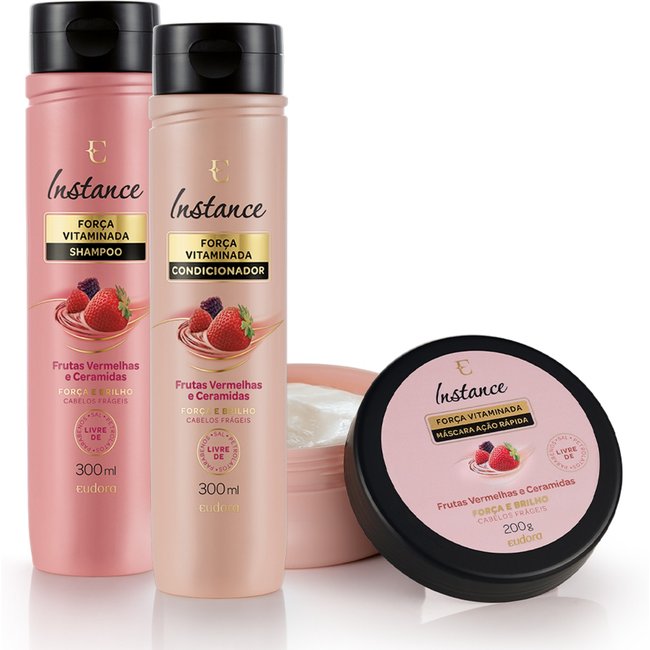 Combo Instance Frutas Vermelhas Shampoo 300ml + Condicionador 300ml + Máscara 200g