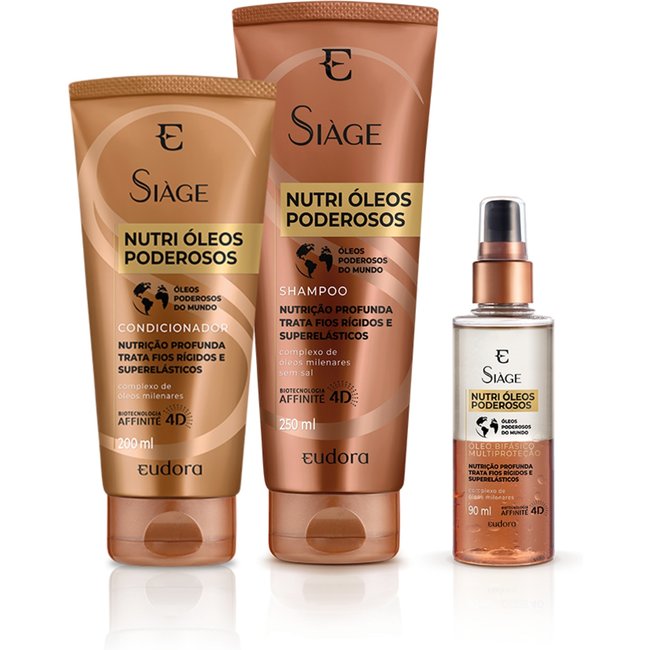 Kit Siàge Nutri Óleos Poderosos Shampoo + Condicionador + Óleo Bifásico Capilar