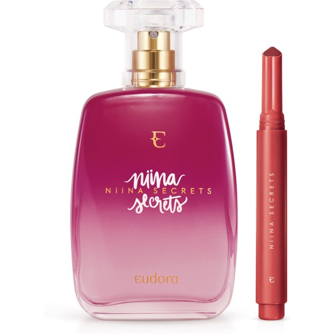 Combo Niina Secrets: Desodorante Colônia + Batom Gloss Stick Vermelho Tulipa