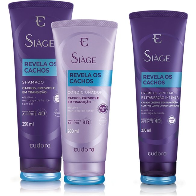 Kit Revela os Cachos Shampoo + Condicionador + Creme de Pentear Cachos Descoloridos