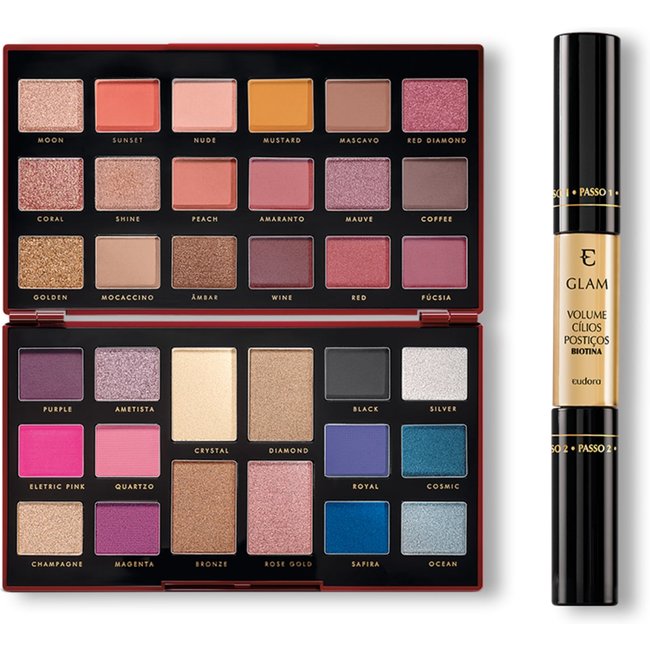 Combo Glam Palette Red Diamond + Máscara Biotina