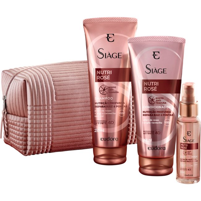 Combo Siàge Nutri Rosé: Shampoo + Condicionador + Sérum Capilar + Nécessaire