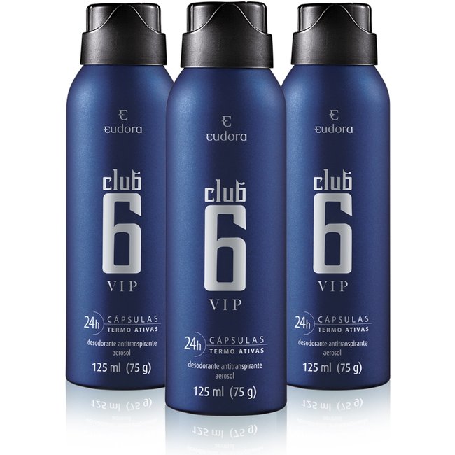 Combo Eudora: Desodorante Antitranspirante Aerossol Club 6 Vip