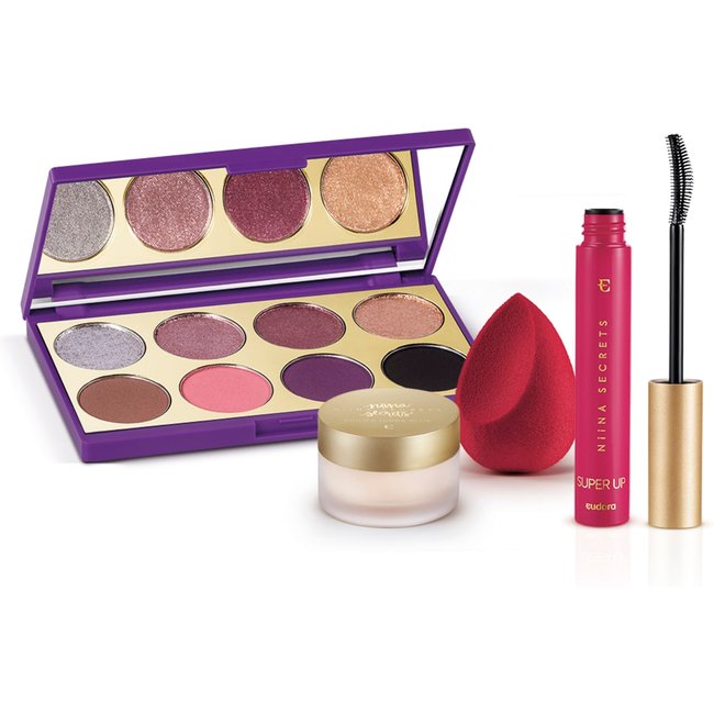 Combo Niina Secrets: Palette Purple + Máscara para Cílios Super Up + Esponja + Primer
