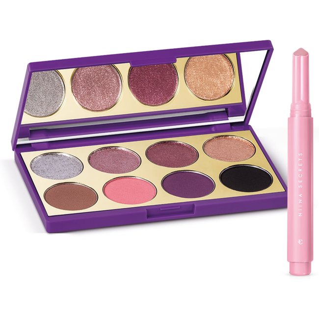 Combo Niina Secrets: Palette Purple + Batom Gloss Stick Pink Azaleia