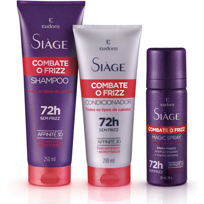Combo Siàge Combate o Frizz: Shampoo 250ml + Condicionador 200ml + Magic Spray 50ml