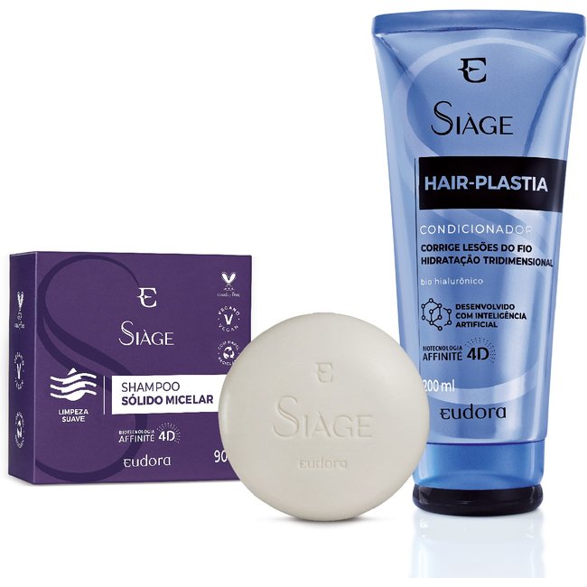 Combo Siàge: Shampoo Sólido Micelar + Condicionador Hair-Plastia