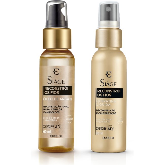 Combo Tratamento Capilar Siàge Reconstrói os Fios: Óleo de Argan 60ml+ Queratina Líquida 60ml