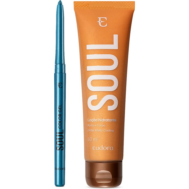 Combo Soul: Loção Hidratante Glitter 60ml + Lapiseira Delineadora Metalizada Azul 300mg