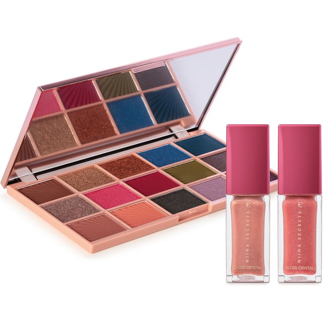 Combo Niina Secrets Crystal: Palette de Sombras + Gloss Rubi + Gloss Topázio