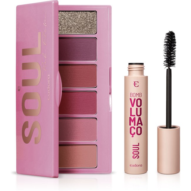 Combo Maquiagem Soul: Máscara de Cílios Bomb Volumaço + Palette Pink Eletric